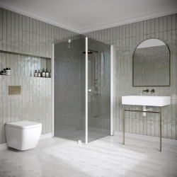 Suihkunurkka Hietakari Classic 146, 905x702mm, valkoinen profiili, savulasi