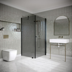 Suihkunurkka Hietakari Classic 146, 905x902mm, musta profiili, savulasi