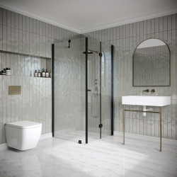 Suihkunurkka Hietakari Classic 147, 695x702mm, musta profiili, kirkas lasi