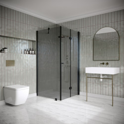 Suihkunurkka Hietakari Classic 147, 695x802mm, musta profiili, savulasi