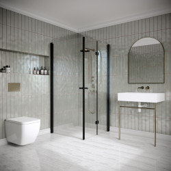 Suihkunurkka Hietakari Classic 149, 795x905mm, musta profiili, kirkas lasi