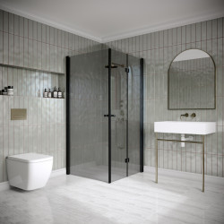 Suihkunurkka Hietakari Classic 149, 695x905mm, musta profiili, savulasi