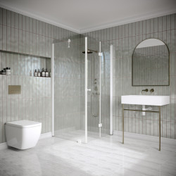 Suihkunurkka Hietakari Classic 147, 695x802mm, valkoinen profiili, kirkas lasi