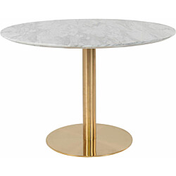 Ruokapöytä House Nordic Bolzano, ø110cm, valkoinen marmorijäljitelmä/messinki