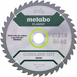 Pyörösahanterä Metabo HM Precision Cut Wood-Classic 216x30 Z40 WZ 5°
