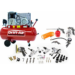 Kompressorisetti Drift-Air CT 4/380 5 paineilmakonetta 45 lisävarustetta ja 5 paineilmatyökalua
