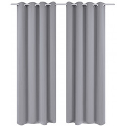 Harmaat pimennysverhot metallirenkailla 2 kpl 135 x 245 cm