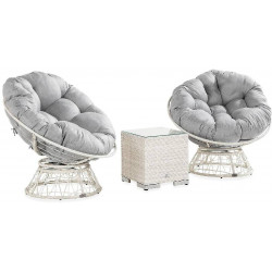 Parvekesetti Cozy, 2 nojatuolia, 2-istuttava, harmaa