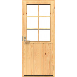 Mökkiovi Swedoor MÖKKI2/6R, 8x19, oikea, puuvalmis mäntypaneeli, karmeineen