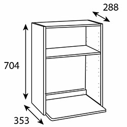 Mikrokaapin runko Ideal Keittiöt, 600x703x340mm, valkoinen