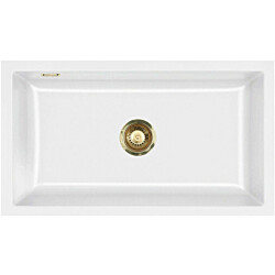 Keittiöallas Lavabo Mera 80 U, 776x441mm, keramiikka, valkoinen/messinki