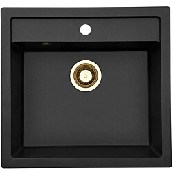 Keittiöallas Lavabo Jupiter 60, 556x526mm, komposiitti, musta/messinki