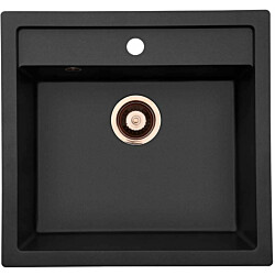 Keittiöallas Lavabo Jupiter 50, 490x510mm, komposiitti, musta/messinki