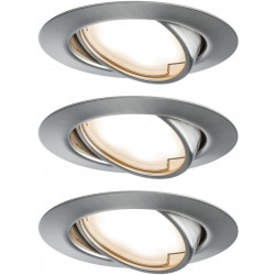 LED-Alasvalosetti Paulmann Coin, 3-osainen, suunnattava, himmennettävä, 3000K, harjattu teräs
