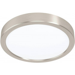 LED-Plafondi Eglo Fueva 5, Ø21cm, 3000K, harjattu teräs, pyöreä, pinta-asennettava, vaihdettava LED