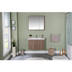 Kylpyhuoneryhmä Linento Bathroom Bryce 80 Brown peilikaappi