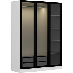 Vaatekaappi Linento Furniture Kale 2273 190x135cm valkoinen/musta