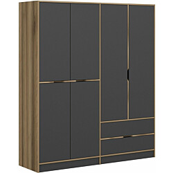 Vaatekaappi Linento Furniture Elina 7199 210x180cm harmaa