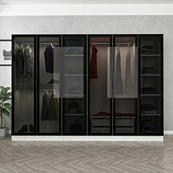Vaatekaappi Linento Furniture Kale 6637 210x270cm valkoinen/musta