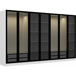 Vaatekaappi Linento Furniture Kale 6640 210x315cm valkoinen/musta