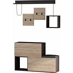 Säilytyskokonaisuus eteiseen Linento Furniture Holdon antrasiitti/tammi