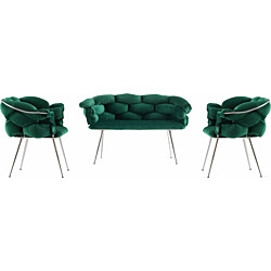 Sohvaryhmä Linento Furniture Balon 2118, sohva + 2 tuolia, vihreä/kromi