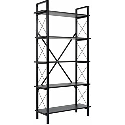 Kirjahylly Linento Furniture Elysian 180x90cm musta puu/musta