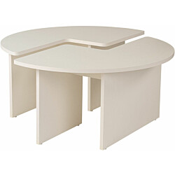Sohvapöytä Linento Furniture Moira Ø90cm 2-osainen valkoinen puu