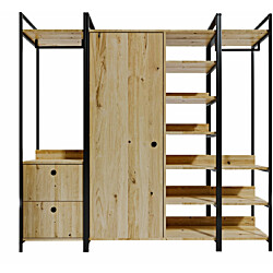 Vaatekaappi Linento Furniture Okan L600, 200cm, tammi/musta