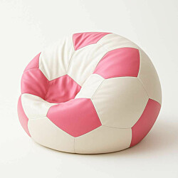 Lasten säkkituoli Linento Furniture Football Small, valkoinen/vaaleanpunainen