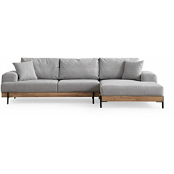 Divaanisohva Linento Furniture Eti Oak, 3-istuttava, oikea, harmaa