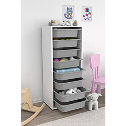 Lastenhuoneen laatikosto Linento Furniture Cara 8N, valkoinen/harmaa