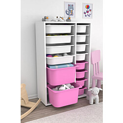 Lastenhuoneen laatikosto Linento Furniture Rine, 69.5x109cm, valkoinen/pinkki