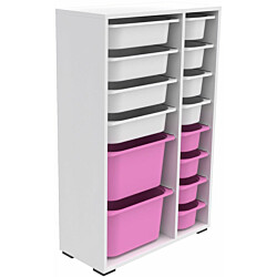 Lastenhuoneen laatikosto Linento Furniture Rine, 69.5x109cm, valkoinen/pinkki