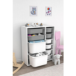 Lastenhuoneen laatikosto Linento Furniture Zen, valkoinen/harmaa