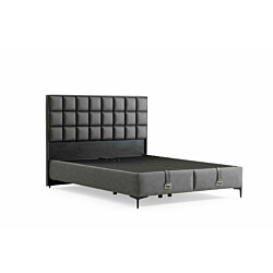 Säilytyssänky + sängynpääty Linento Furniture Abella, 90x190 cm, ilman patjaa, harmaa