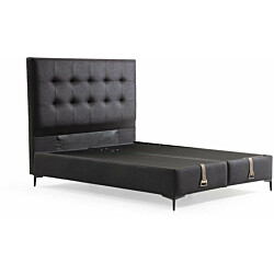 Säilytyssänky + sängynpääty Linento Furniture Dimple, 160x200cm, ilman patjaa, musta
