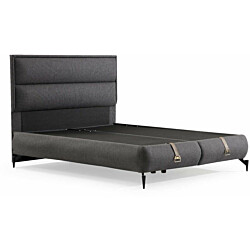 Säilytyssänky + sängynpääty Linento Furniture Rise, 150x200cm, ilman patjaa, tummanharmaa