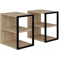 Sivupöytäsetti Linento Furniture Echo tammi/musta 2kpl/pkt