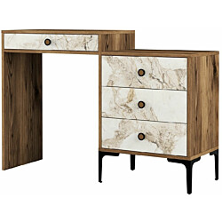 Meikkipöytä Linento Furniture Lizbon 552 pähkinä/valkoinen marmori