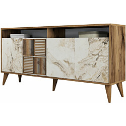 Senkki Linento Furniture Milan 160 pähkinä/valkoinen marmori