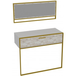 Sivupöytä ja peili Linento Furniture Polka, valkoinen