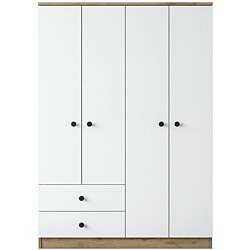 Vaatekaappi Linento Furniture BA108 2067, 120cm, valkoinen/pähkinä