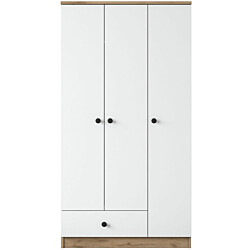 Vaatekaappi Linento Furniture BA117-2253, 90x170cm, valkoinen/ruskea