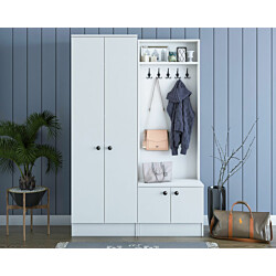 Säilytyskokonaisuus eteiseen Linento Furniture M11-1567, leveys 119.6cm, valkoinen