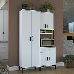 Aamiaiskaappi Linento Furniture JE120-2966, leveys 120cm, korkeus 198.6cm, valkoinen