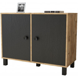 Sivukaappi Linento Furniture VL35, ruskea/musta