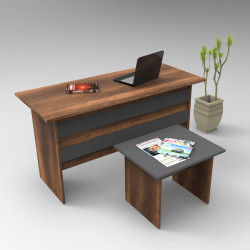 Työpöytä ja apupöytä Linento Furniture VO8, tummanruskea