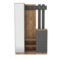 Säilytyskokonaisuus eteiseen Linento Furniture DD7, ruskea/harmaa