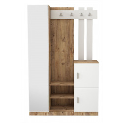 Säilytyskokonaisuus eteiseen Linento Furniture DD7, ruskea/valkoinen